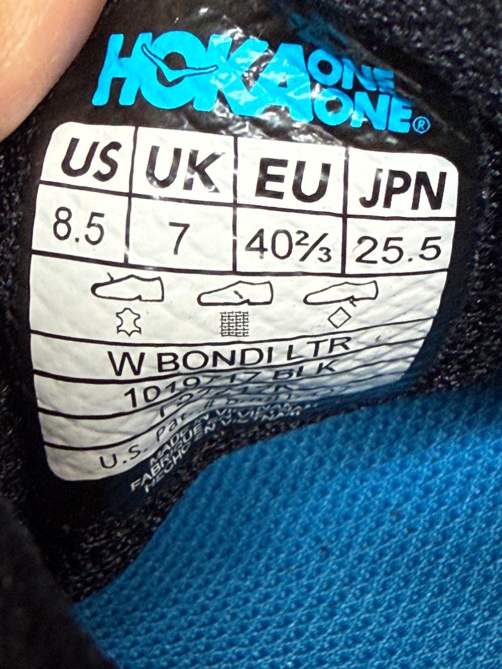 Hoka One One Bondi LTR Ortholite Neutral Black Leather Shoe Size 8.5 - Picture 9 of 9